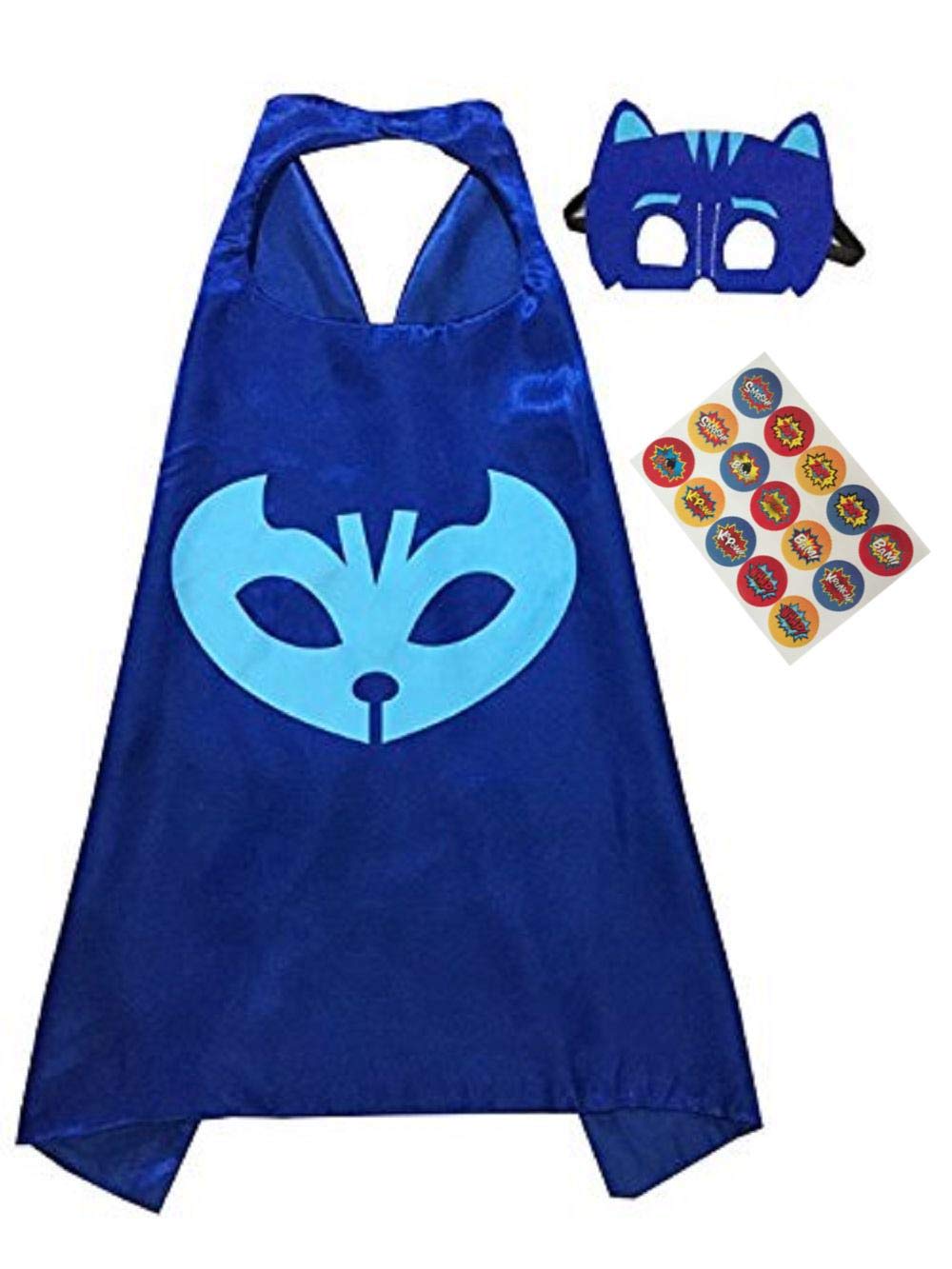 Kids Superhero Cape & Mask Costume Set with Bonus Stickers - Perfect for Halloween, Dress-Up & Birthday Parties