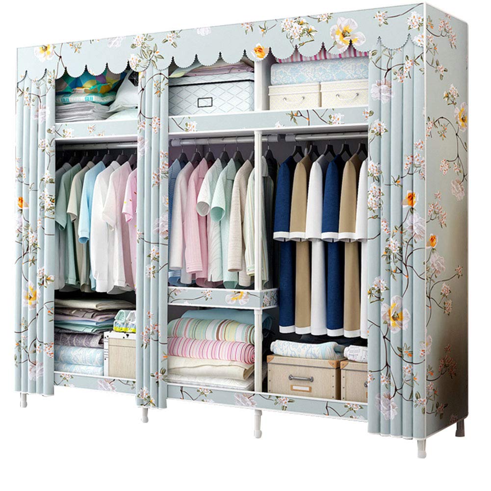 YFMMM Portable Extra-Wide Wardrobe Closet - Waterproof Fabric Storage Cabinet with Steel Frame | Freestanding Garment Organizer (168x45x172cm, Green) | Perfect for Bedroom, Dorm, Apartment & Small Space Closet Organization