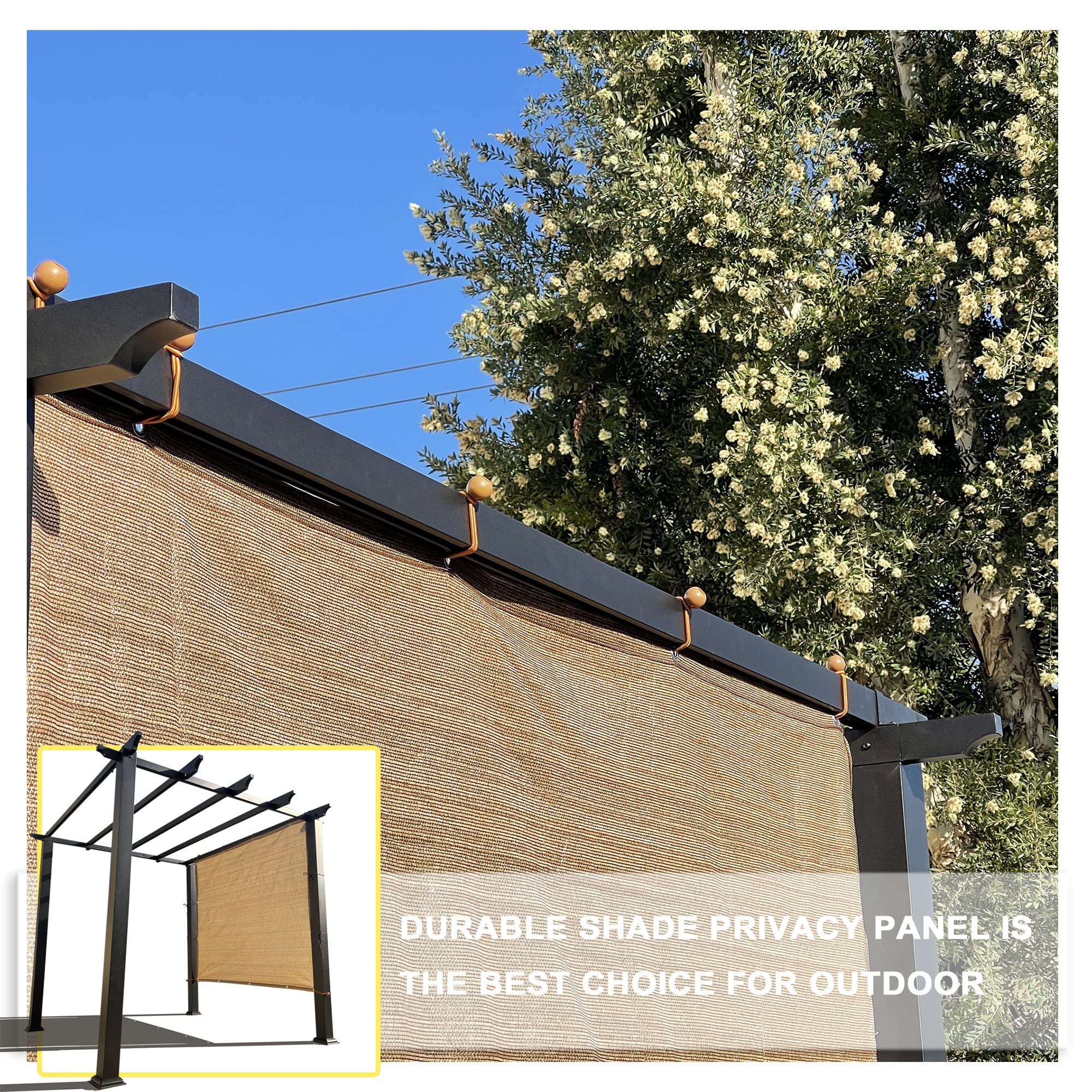 Alion Home 10' x 14' Walnut Sun Shade Privacy Screen with Grommets - UV Protection Outdoor Shade Cloth for Patio, Pergola, Window Cover - Perfect for Backyard, Deck, and Poolside Privacy