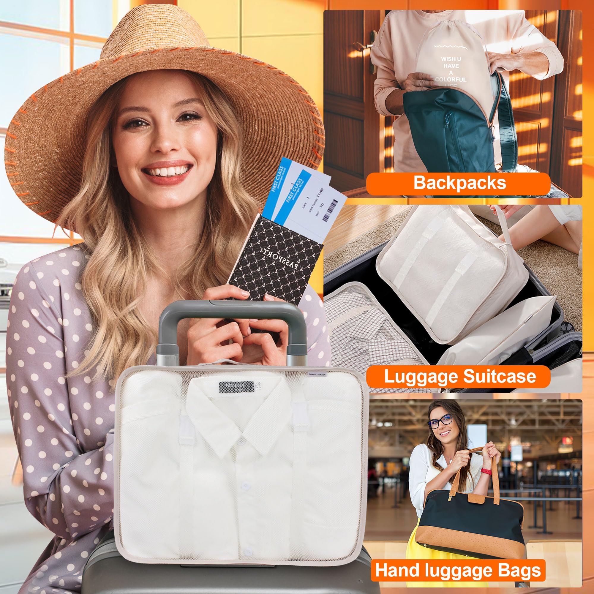 Kingdalux 9-Piece Packing Cubes Set - Waterproof Travel Organizers for Suitcases | Perfect for Clothes, Shoes & Toiletries