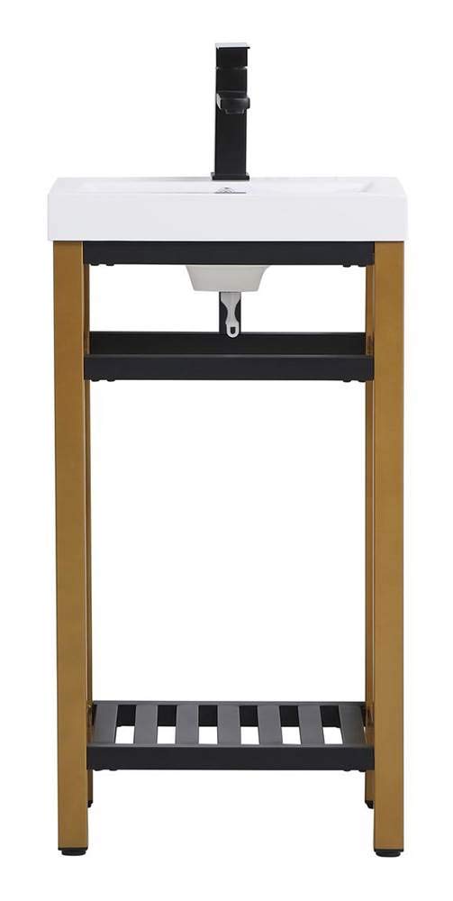 18 Inch Single Bathroom Vanity - Gold & Black Metal Bathroom Sink Cabinet with Mirror | Modern Elegant Decor for Small Bathrooms & Powder Rooms