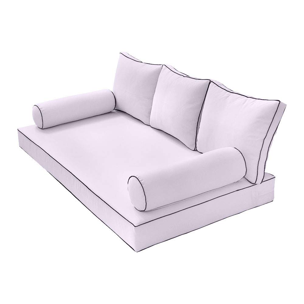 Prolinemax Twin-XL Daybed Mattress Cover with Contrast Trim - Outdoor Style 3 Fitted Sheet & Bolster Pillow | Waterproof & Durable for Patio, Sunroom, or Guest Bed Use