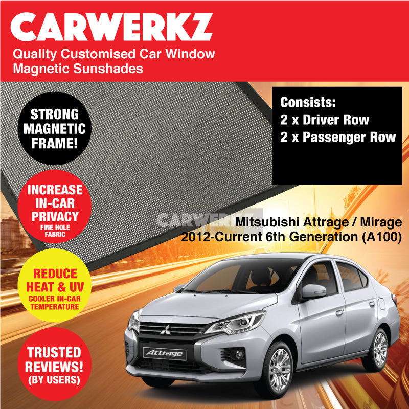 Custom Magnetic Sunshades for Mitsubishi Attrage & Mirage G4 Sedan (2012-Present) - UV Protection & Heat Reduction - Perfect for Summer Driving & Parking