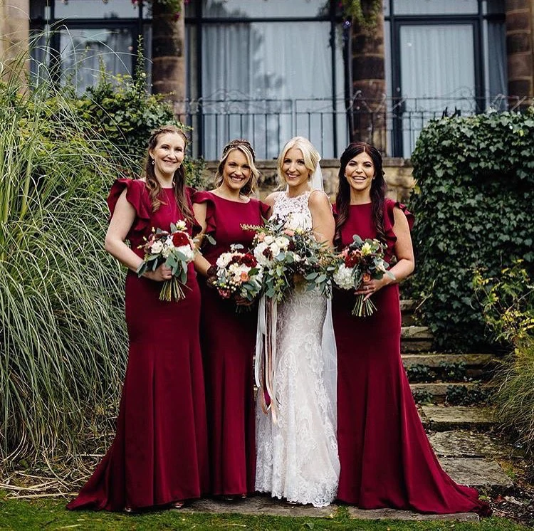 Elegant Floor Length Mermaid Jewel Pink Bridesmaid Dresses for Weddings, Prom & Formal Events - Plus Size Options Available