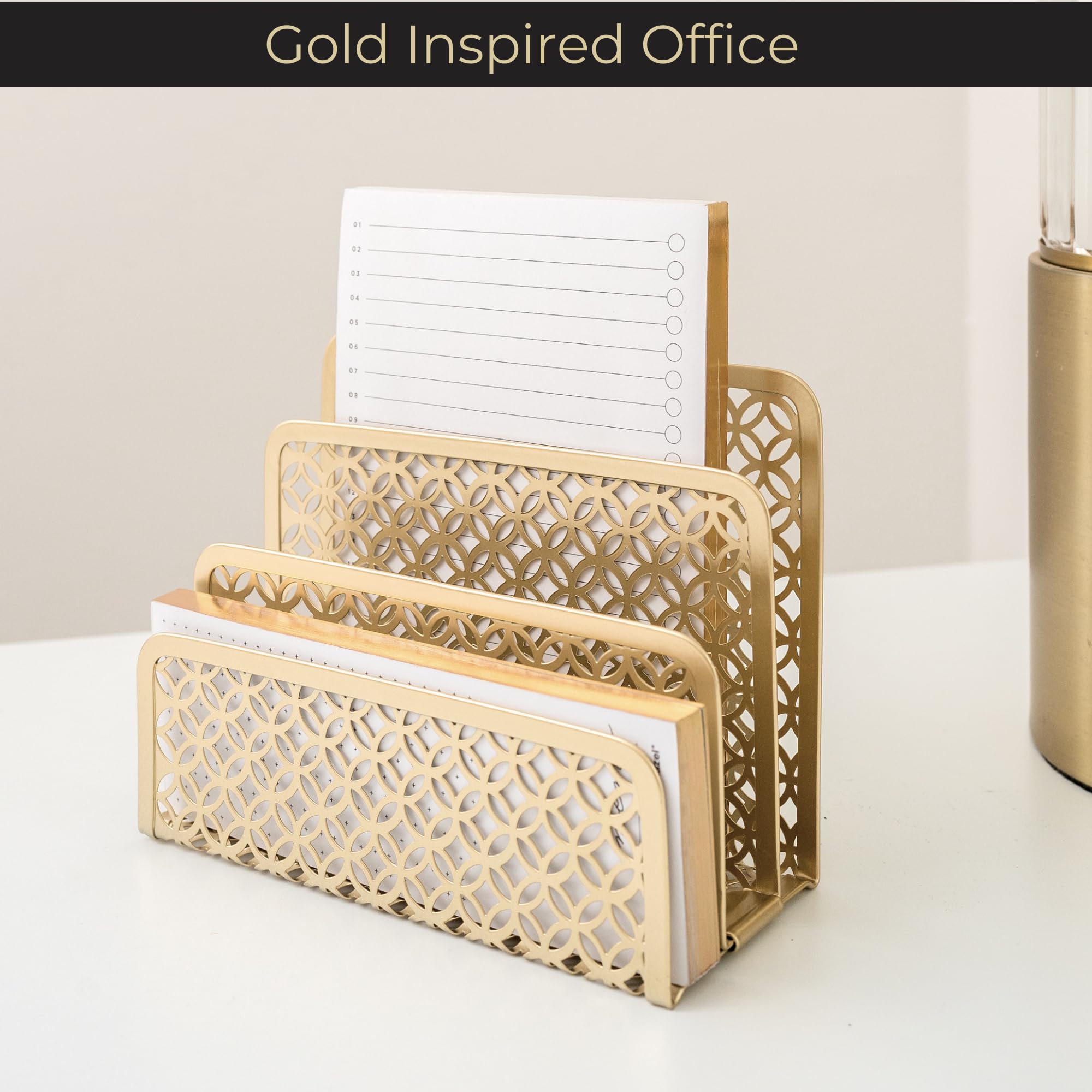 BLU MONACO Gold Mail Organizer - Desk Letter & Bill Holder for Home Office
