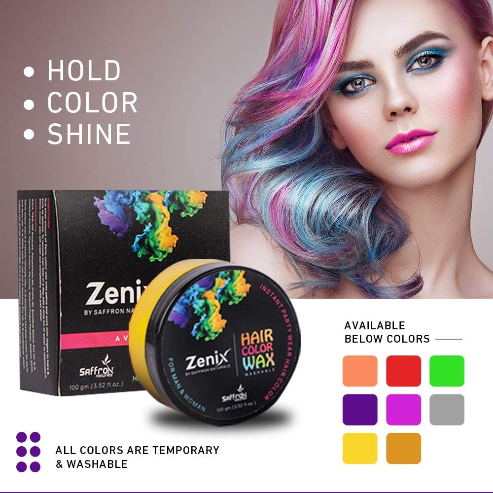 Zenix Hair Styling Color Wax - Strong Hold & Volume Wax for Highlights, Parties & Special Occasions - Yellow Hair Fashion Wax (100g) - Perfect for Festivals, Cosplay & Bold Hair Transformations