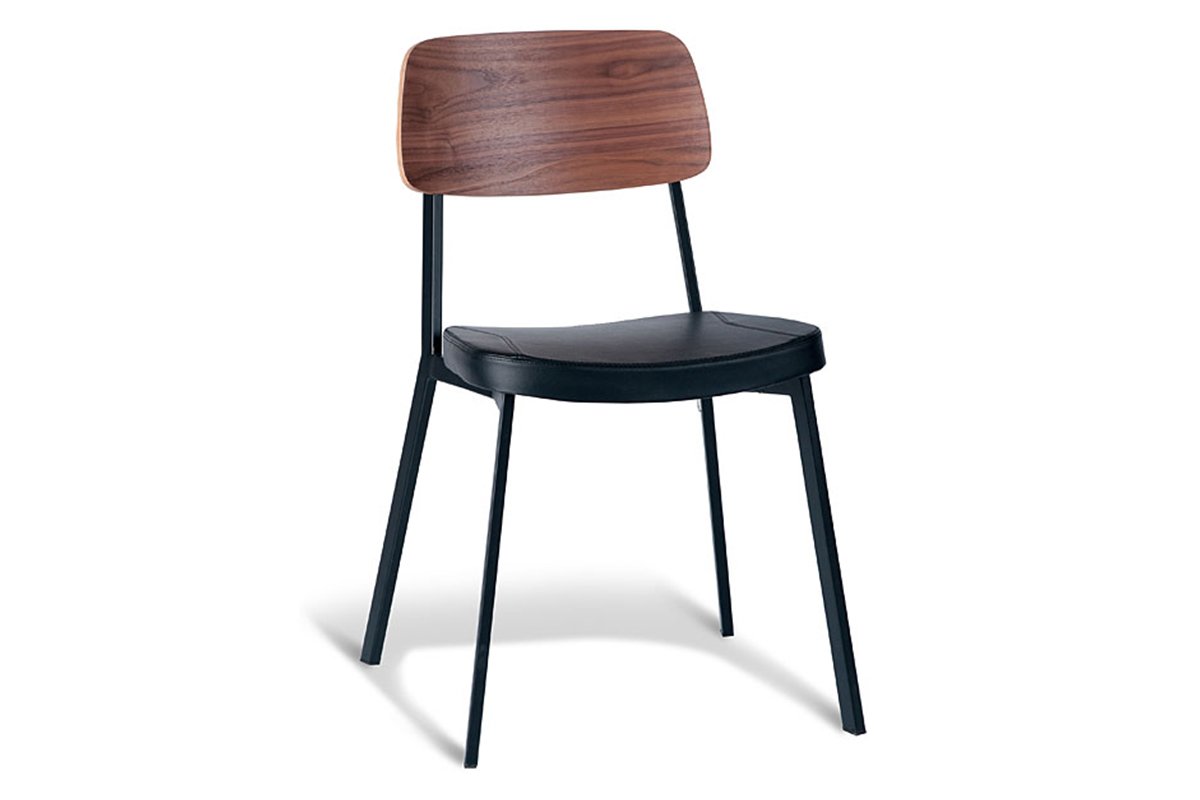walnut back/black PU seat