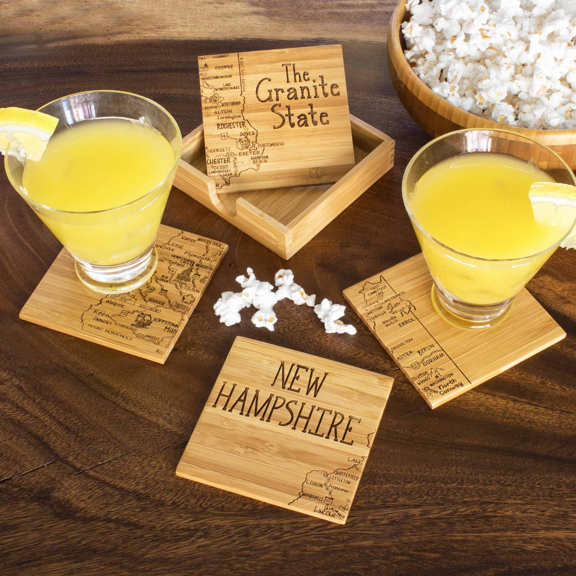 4-Piece New Hampshire Themed Puzzle Coaster Set with Protective Storage Case - Perfect for Home Decor, Game Nights & Gifts