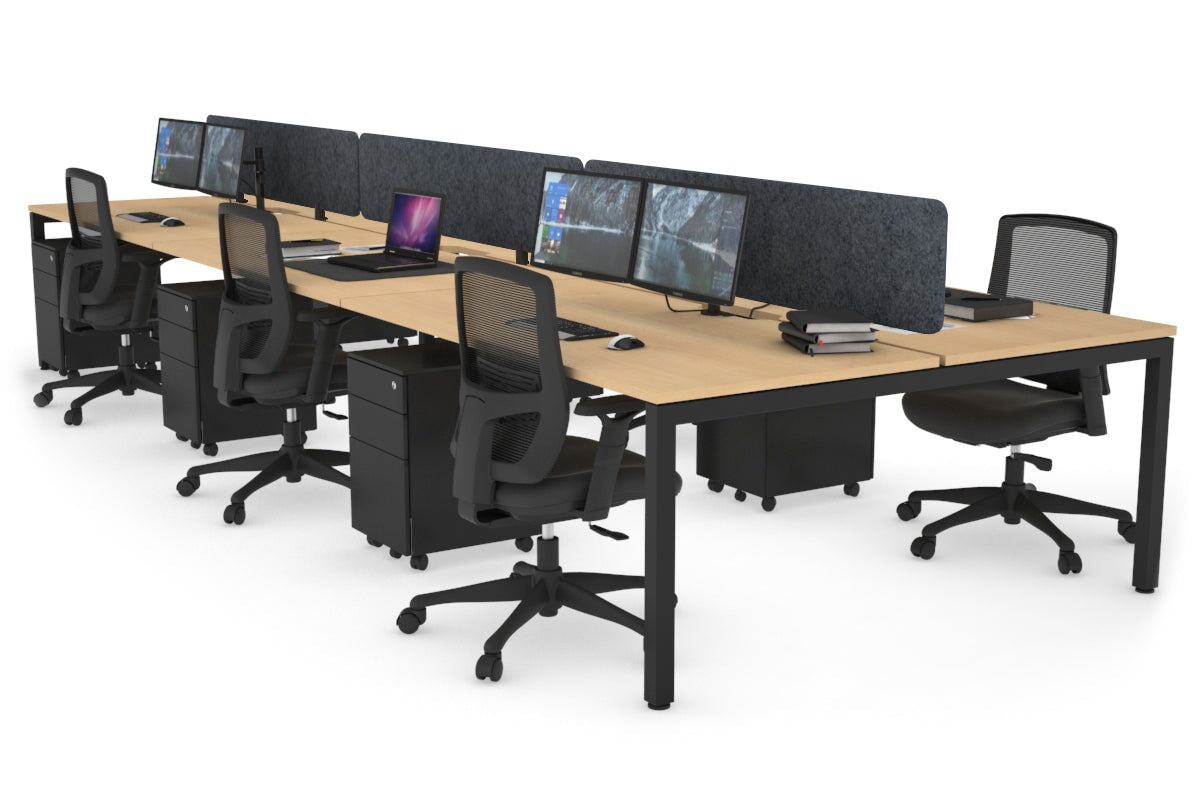 6-Person Office Workstation with Quadro Square Legs - 1600L x 800W Dimensions, Cable Management Scallop for Organized Workspace - Perfect for Open Office Layouts, Team Collaboration & Modern Workspaces