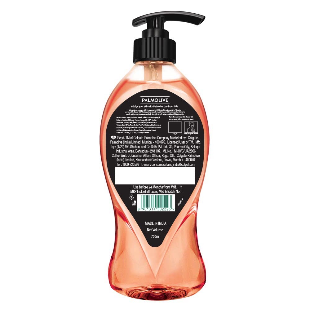 Palmolive Luminous Oil Rejuvenating Body Wash for Women & Men - 750ml Pump Bottle with 100% Natural Fig Oil & White Orchid | Paraben-Free & Silicone-Free Shower Gel for Soft, Radiant Skin | Perfect for Daily Hydration & Luxurious Spa Experience at Home
