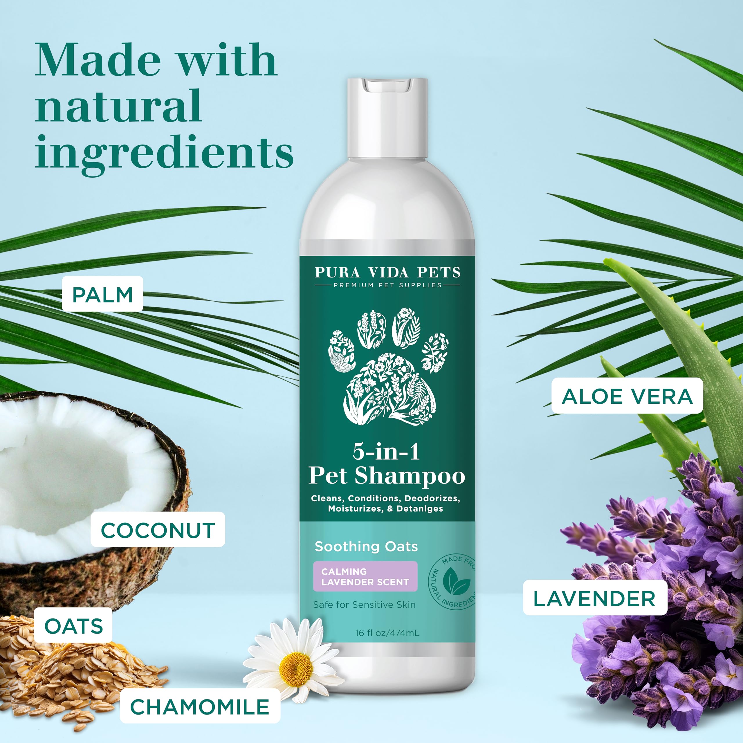 Natural Oatmeal Dog Shampoo for Itchy & Sensitive Skin - Hypoallergenic Dog Shampoo for Dry Flaky Skin Relief - Soothing Oatmeal Bath Soap for Dogs with Allergies - Gentle Puppy Shampoo for Bath Time & Skin Care