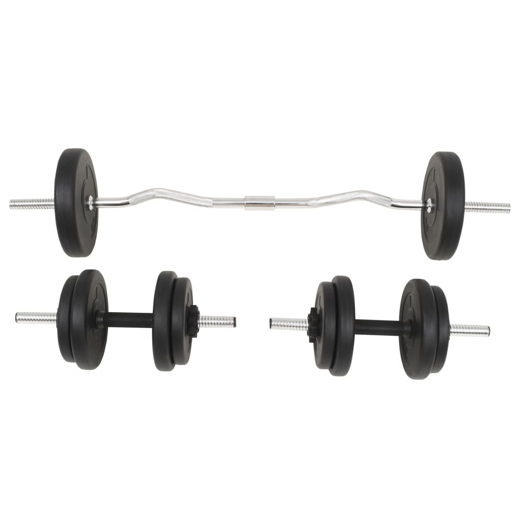 VidaXL 30kg Barbell and Dumbbell Set for Home Gym - Strength Training Equipment for Weightlifting, CrossFit & Fitness Workouts