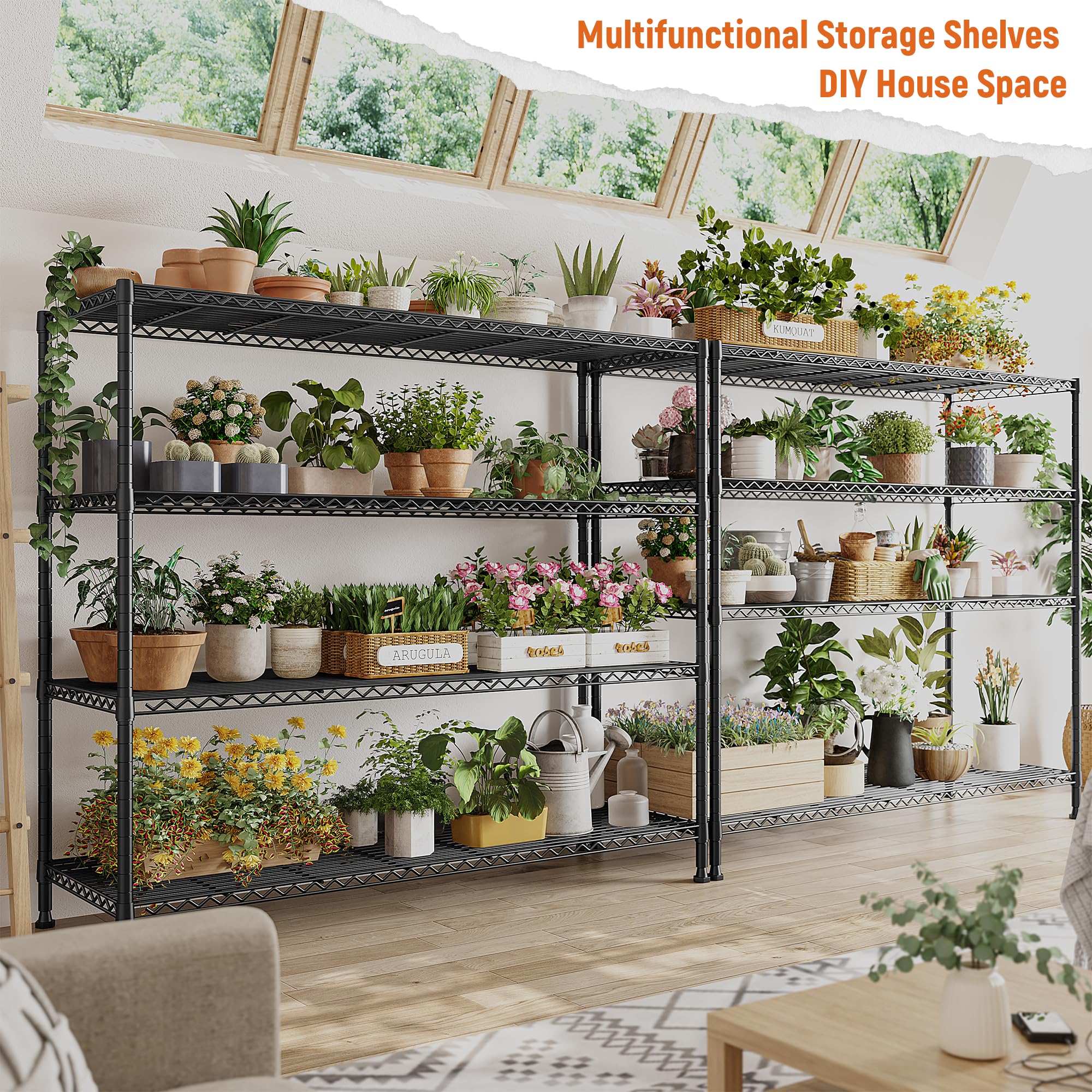 REIBII 4-Tier Heavy Duty Metal Storage Shelves 45.3