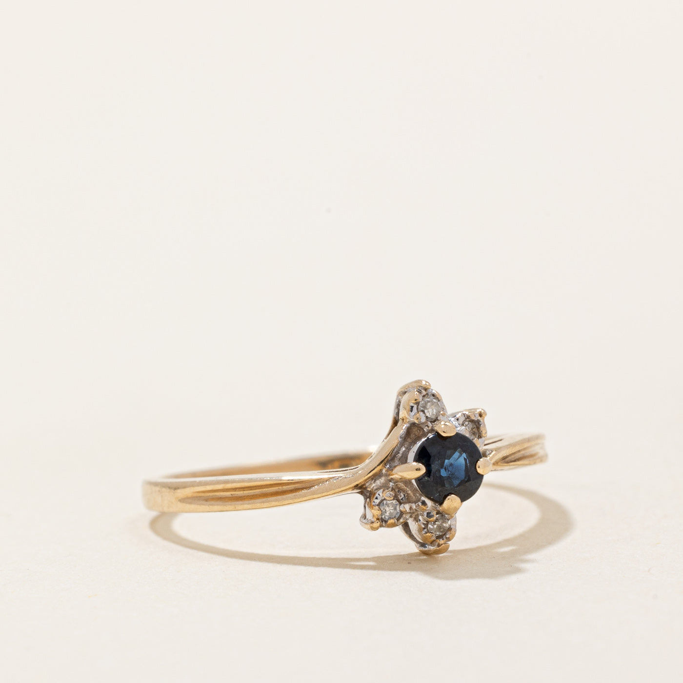 0.10ct Sapphire & Diamond Ring | 0.02ctw | Size 5.25 | 14K White Gold | Elegant Engagement & Wedding Band for Women | Perfect for Proposals, Anniversaries & Special Occasions