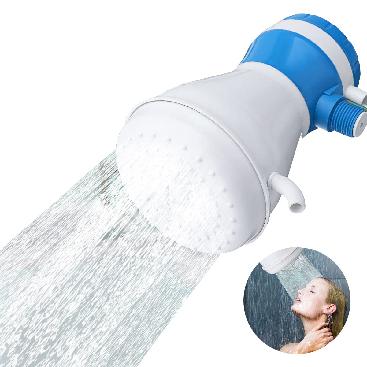 5400W Instant Hot Electric Water Heater - 110V Fast Heating Shower Head with 3 Adjustable Gears - Perfect for Bathroom, RV, Camping & Off-Grid Living