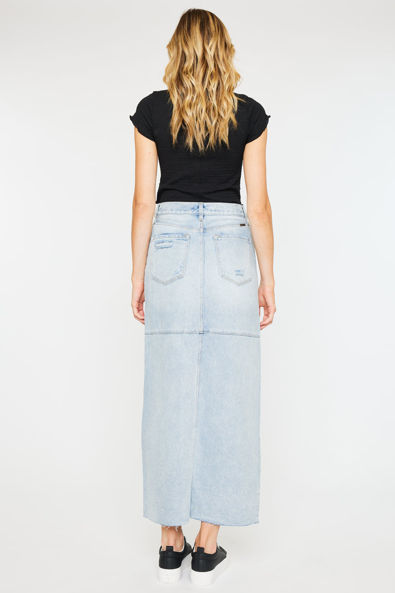 Babe Maxi Denim Skirt for Women - High Waisted Long Denim Skirt with Pockets - Perfect for Casual Outfits, Summer Dresses & Boho Style