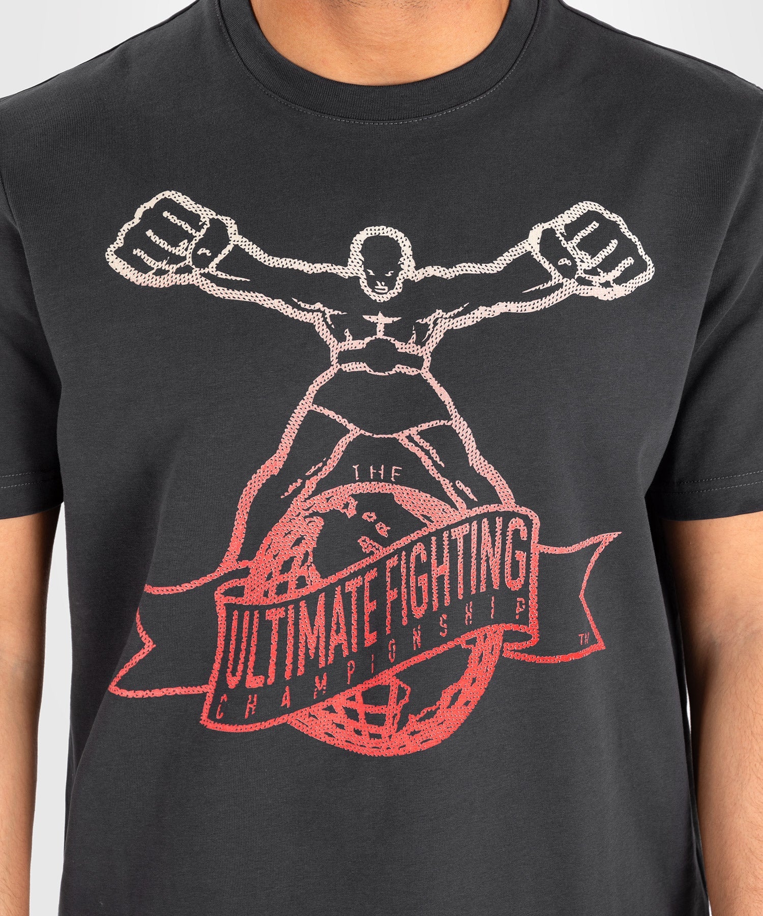 UFC by Venum Ulti Man T-Shirt - Grey/Red | MMA Training & Fight Night Apparel for Men
