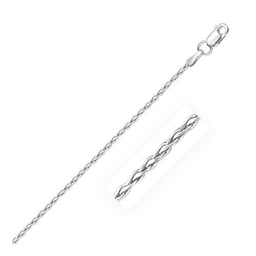 14K White Gold Round Wheat Chain Anklet 1.8mm - Size 10