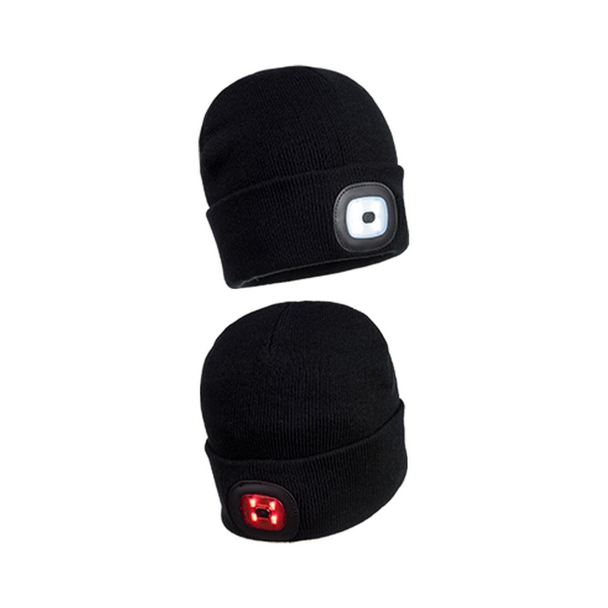 Rechargeable Twin LED Beanie - Adjustable Winter Hat with Bright LED Lights for Outdoor Activities, Camping, Hiking & Night Running