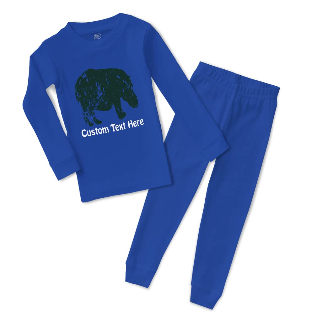 Custom Boy & Girl Cotton Toddler Pajamas - Hippo Print Safari Animal Sleepwear - Snug Fit Baby Pajama Set for Boys & Girls - Perfect for Bedtime, Nursery & Family Matching Outfits