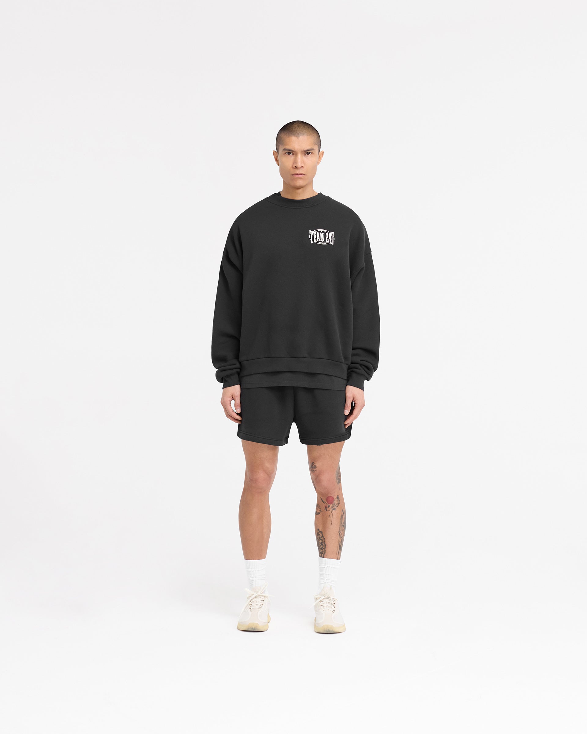 247 X Everlast Training Camp Boxy Sweater - Off Black | Comfortable Oversized Hoodie for Gym, Workout & Streetwear Fashion