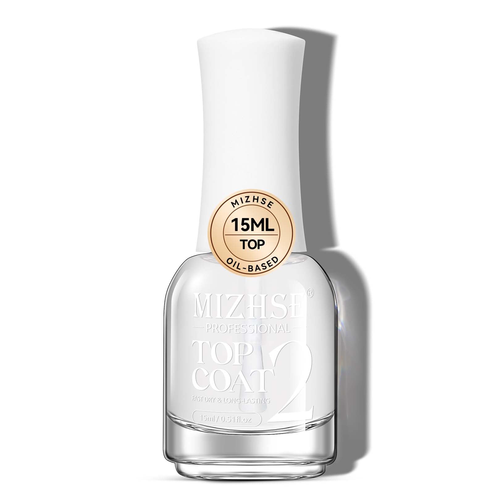 MIZHSE Quick Dry Clear Top Coat Nail Polish - Non Gel, High Shine Protective Glossy Finish for Manicure & DIY Home Use (0.5 fl oz/15ml) - Perfect for Salon-Quality Nails at Home, Office, Parties & Special Occasions