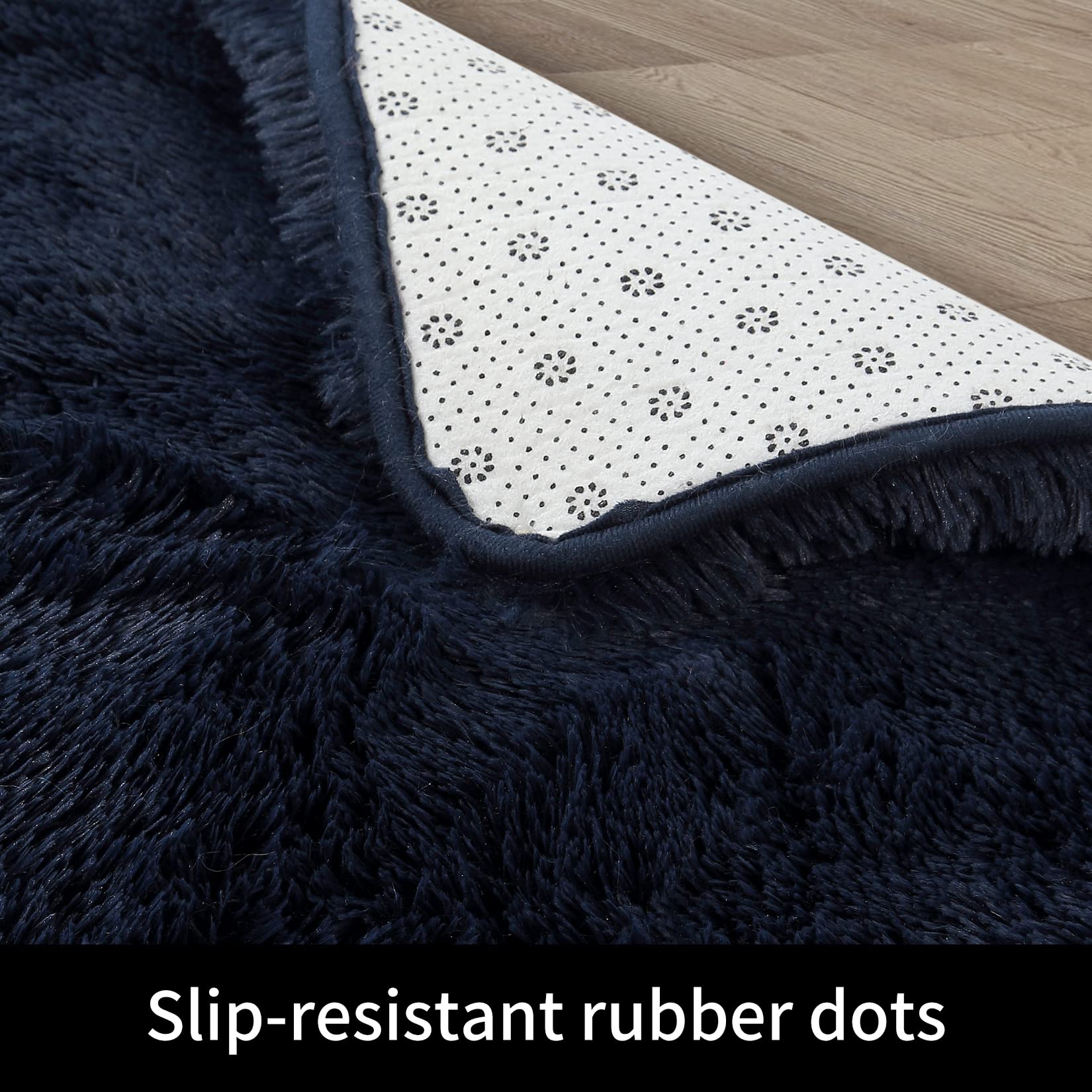 Luxury Plush Shaggy Area Rug - Ultra Soft Fuzzy Fluffy Fur Carpet for Living Room, Bedroom, Nursery - Modern Navy Blue Accent Rug 8x10 Feet - Perfect for Cozy Home Decor & Kids Play Area