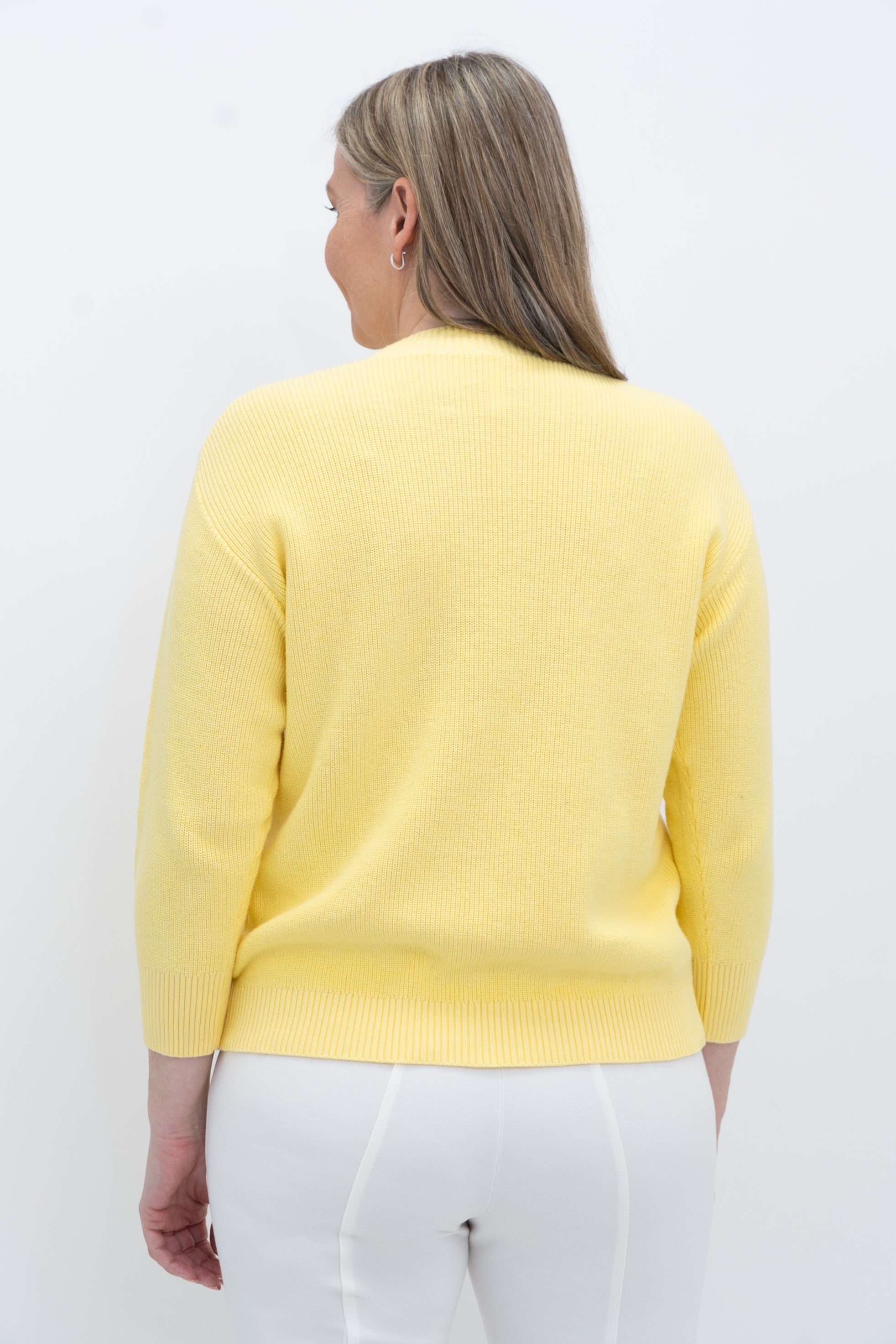 Brooklyn Sweater - Soft Yellow Cotton Knit Pullover for Women | Cozy Casual Wear for Fall & Winter