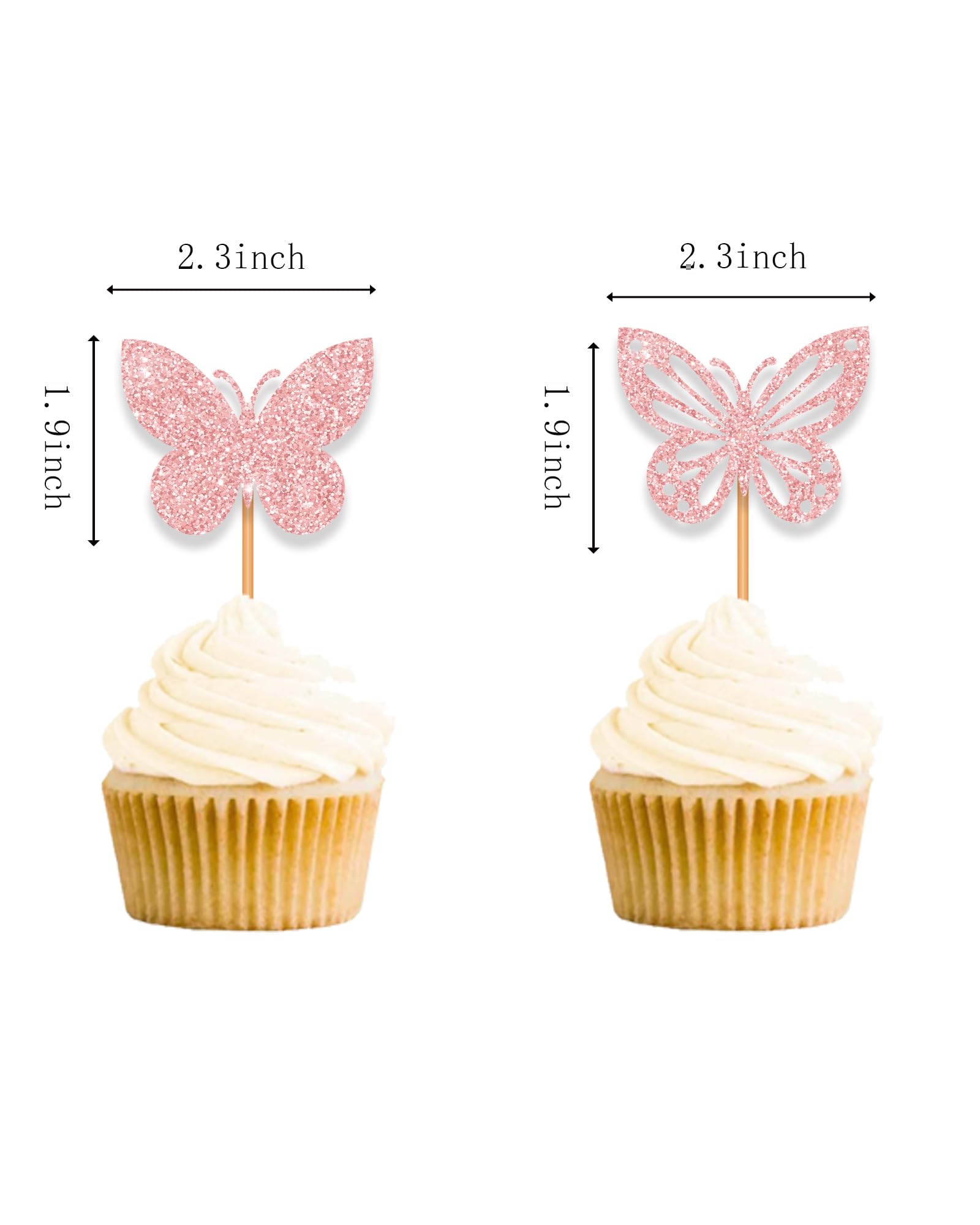 24-Pack Gold Butterfly Cupcake Toppers for Birthday Parties, Bridal Showers, Baby Showers & Weddings - Elegant Edible Cake Decorations for Girls & Women Celebrations