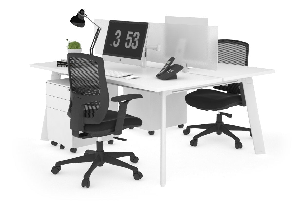 2-Person Workstation with White Frame - 1200L x 700W Dimensions - Perfect for Office, Home Office, and Collaborative Workspaces