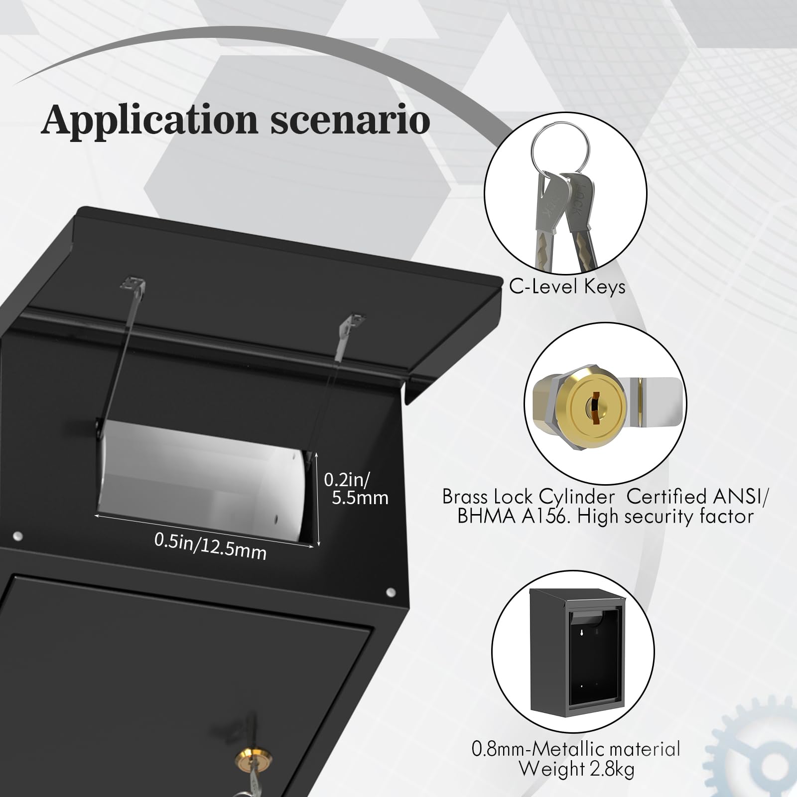 Heavy-Duty Wall Mount Key Drop Box - 6x10x14 Inch Secure Key Return Box with Anti-Theft & Waterproof Design for Automotive, Hotels & Car Rentals | Perfect for Outdoor Key Exchange & Property Management Security