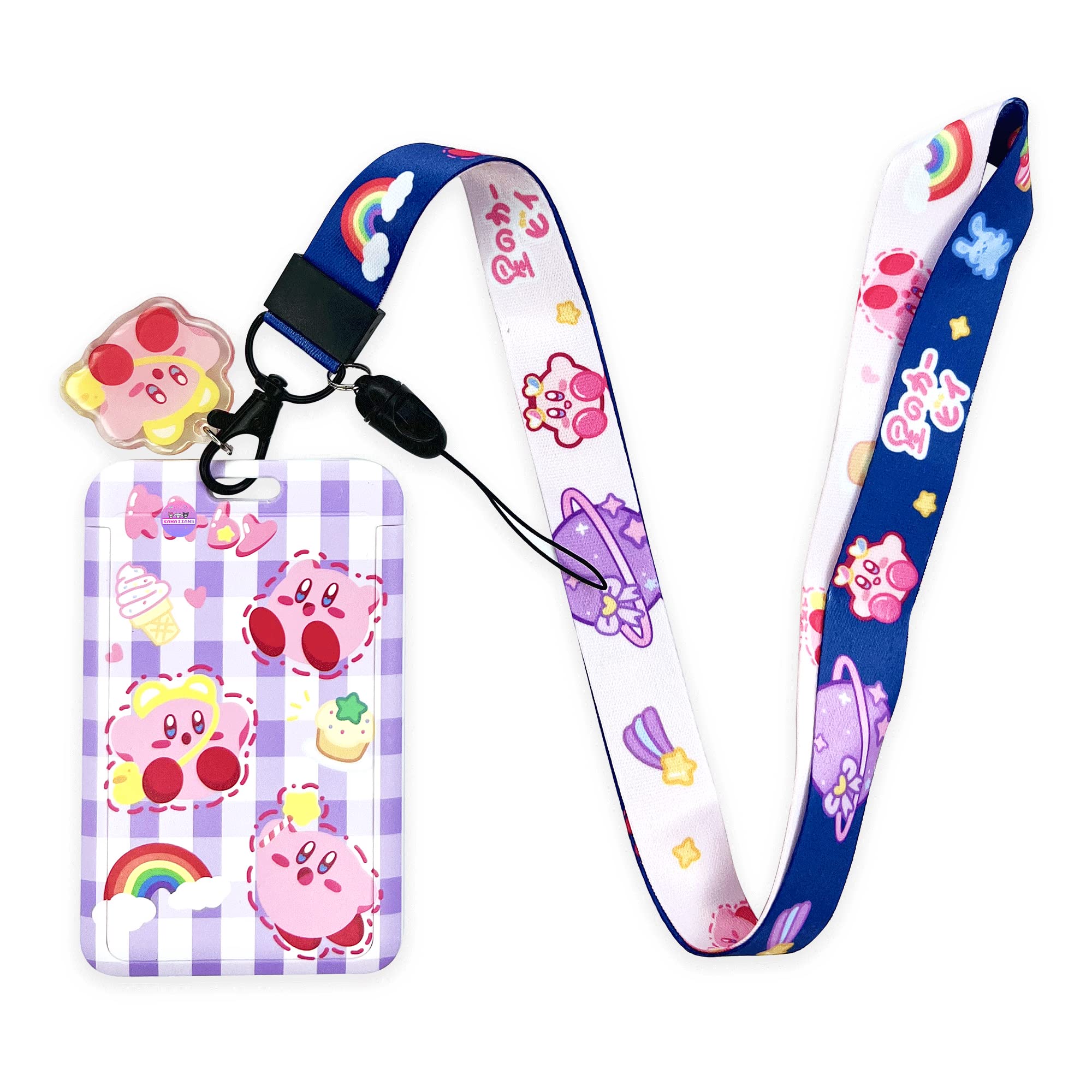 Kawaii Anime Lanyard with Cute ID Card Holder & Charm - Stylish Badge Reel for School, Work, Convention (Boys, Girls, Men, Women, Teachers) - Perfect for Cosplay, Office, Events & Daily Use