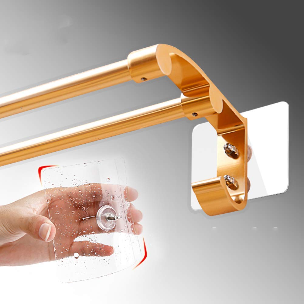 CHEWYNP Space-Saving Aluminum Towel Bar with Powerful Suction Cups - Double Pole Wall-Mounted Bathroom Towel Rack (57cm) - Perfect for Small Bathrooms, Kitchens & RVs