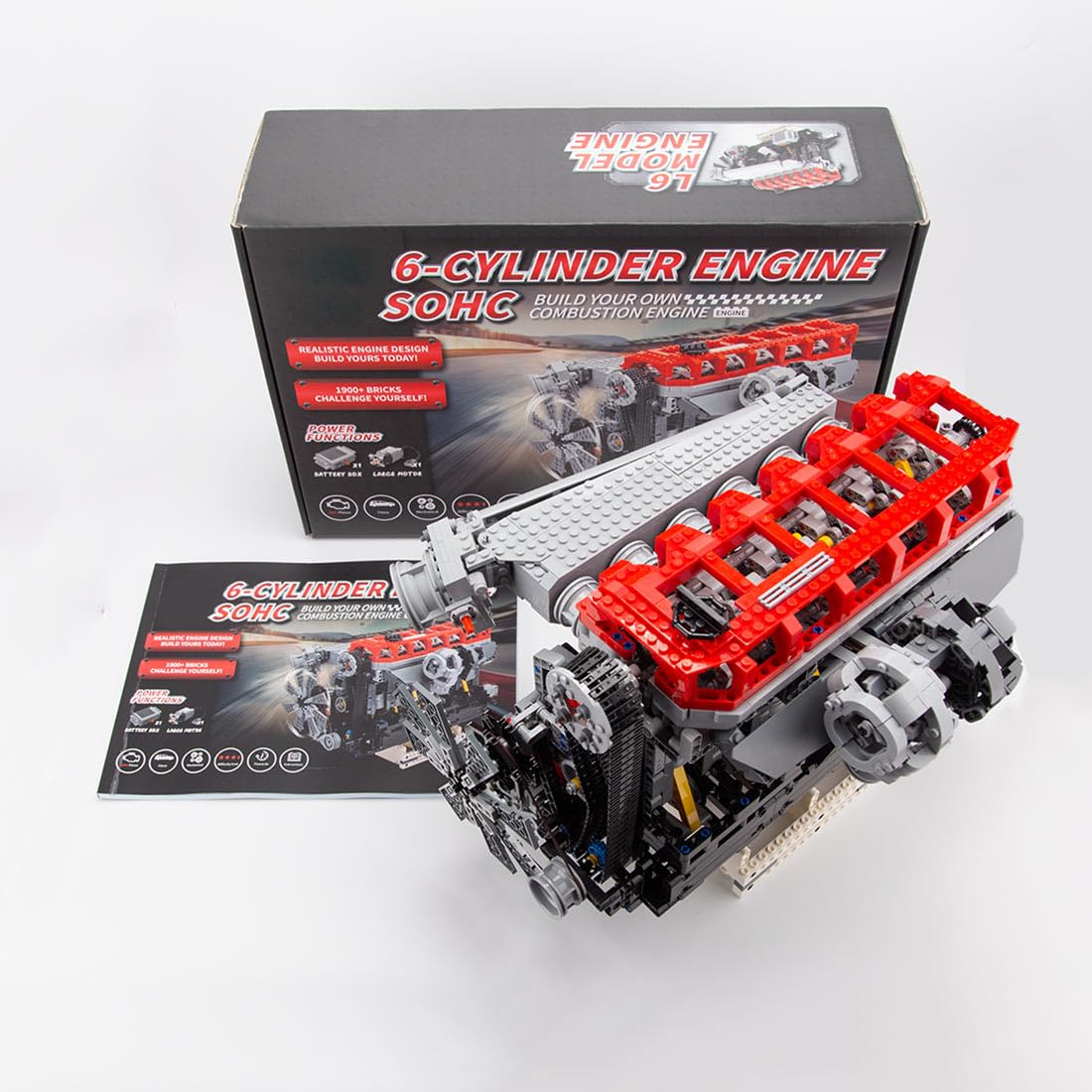 Kooteyybhyy Inline 6 Cylinder Engine Model Building Kit - 2013PCS Mini SOHC Turbocharged Engine Bricks with Working Mechanism, STEM Educational Toy for Adults | Perfect Gift for Car Enthusiasts & DIY Engine Builders (Great for Birthday, Office Display, and STEM Learning Projects)