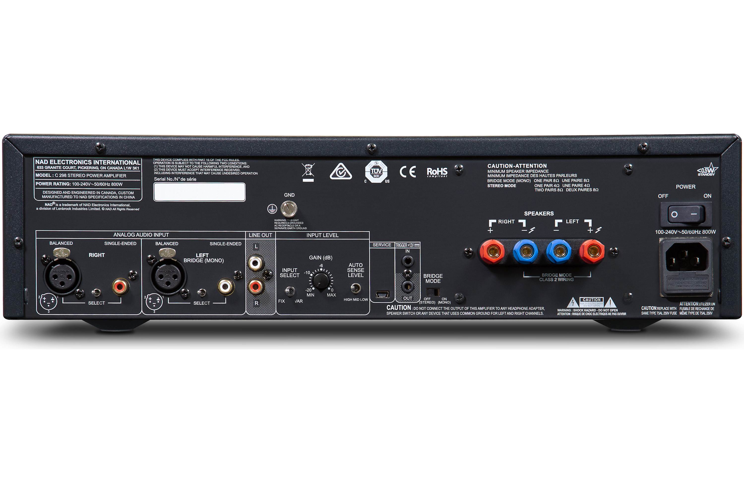 NAD Electronics C298 Stereo Power Amplifier with Purifi Technology - High Fidelity Audio for Home Theater & Music Listening