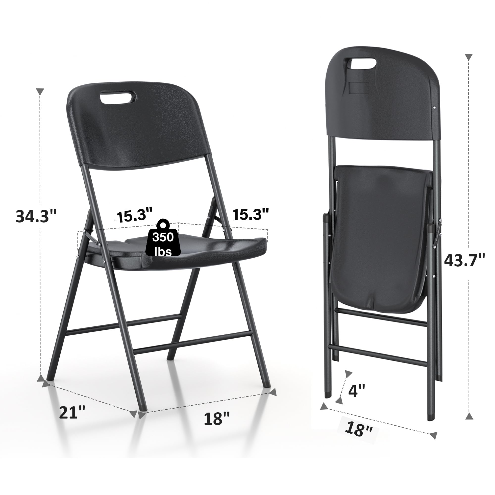 VECELO 5-Piece Folding Card Table and Chairs Set with Collapsible Legs - Portable for Indoor Outdoor Use, Picnic, Camping, Parties, Game Nights - Black