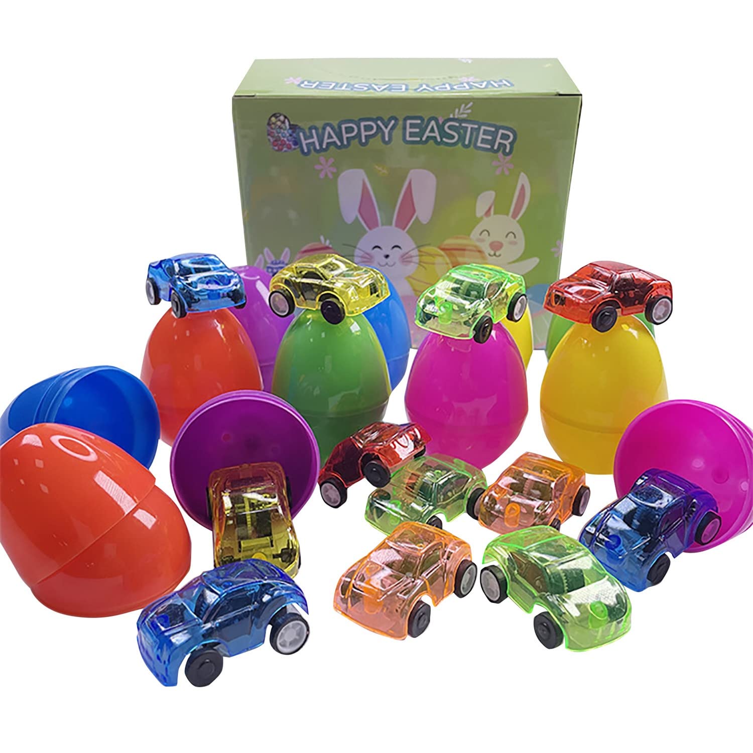 Montessori Learning Toys for Toddlers Age 2 - 12 Pcs Easter Stuffed Eggs with Surprise Toys Inside, Educational Easter Theme Party Gifts for Egg Hunt Games | Perfect for Easter Celebrations, Classroom Activities & Montessori Learning