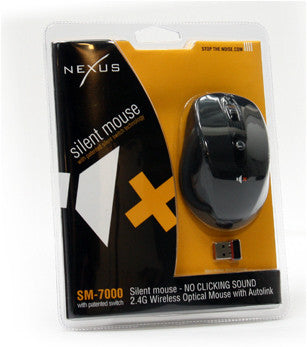 Nexus Silent Mouse SM 7000B - Wireless Computer Mouse with Patented Silent Click Technology for Noise-Free Office, Library & Home Use