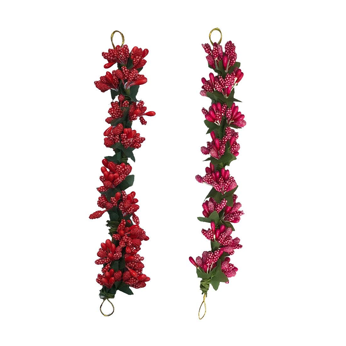 GuruEmbellish Fancy Hair Gajra - Floral Phoolen Juda Hair Accessories for Women & Girls (Maroon & Red, Pack of 2) - Perfect for Weddings, Parties & Indian Traditional Events