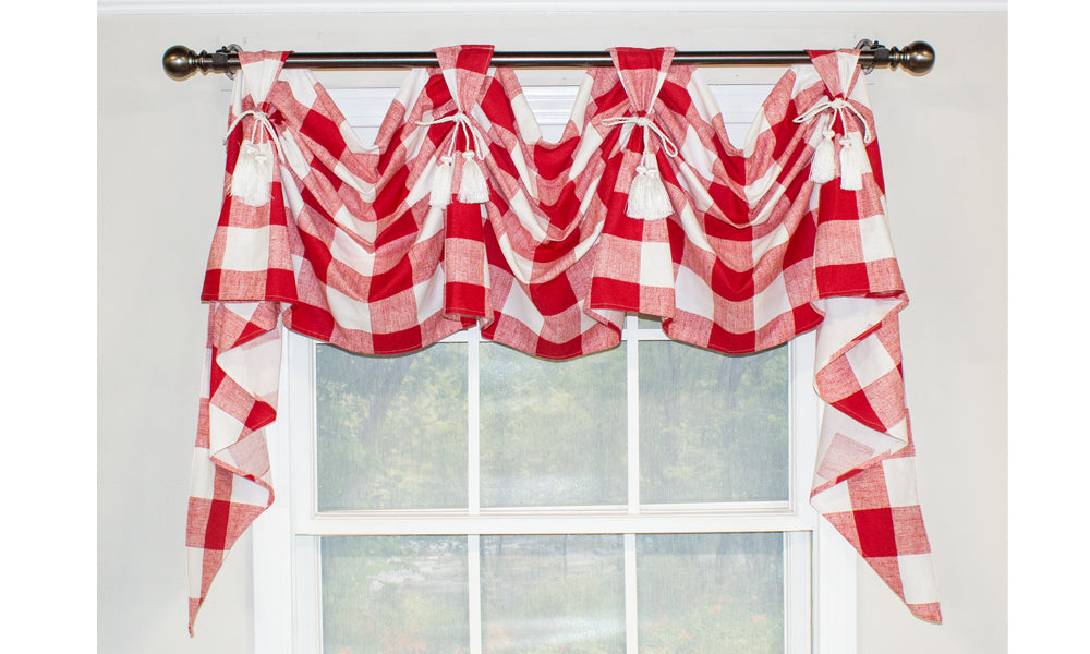 Buffalo Check Grande Victory Swag Valance - Stylish Window Treatment for Living Room, Bedroom & Kitchen Decor - Perfect for Farmhouse, Rustic & Country Style Homes