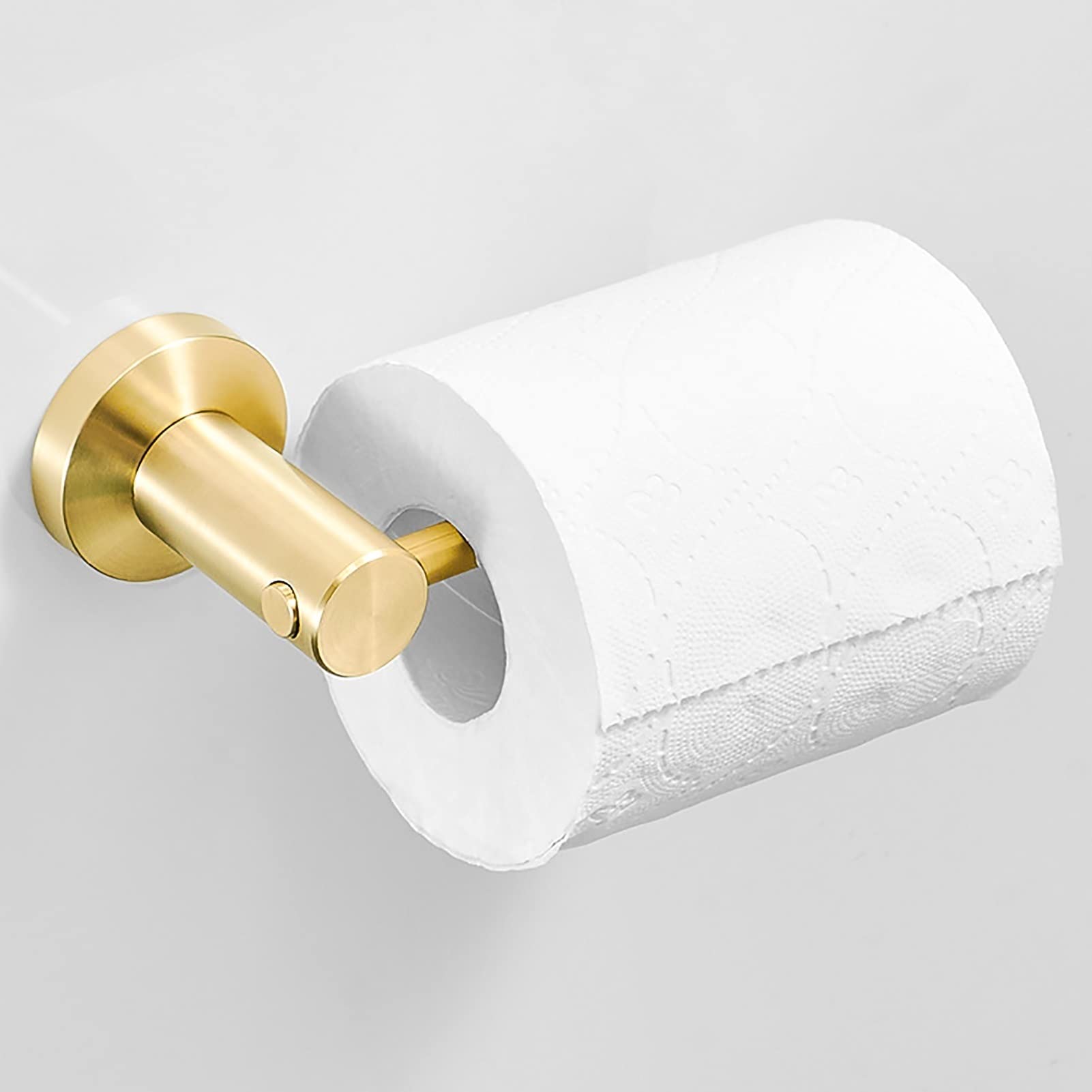 304 Stainless Steel Toilet Paper Holder with Perforated Design - Gold Bathroom Tissue Roll Holder - Extended Reach for Convenient Access - Perfect for Modern Bathrooms, Powder Rooms & RVs