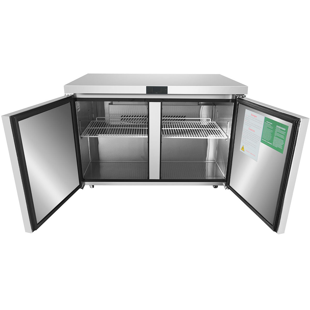 Atosa 60.25 Inch Commercial Undercounter Refrigerator - 2 Solid Door Stainless Steel Fridge for Restaurants, Bars & Kitchens - Space Saving Compact Design for Small Business Food Storage