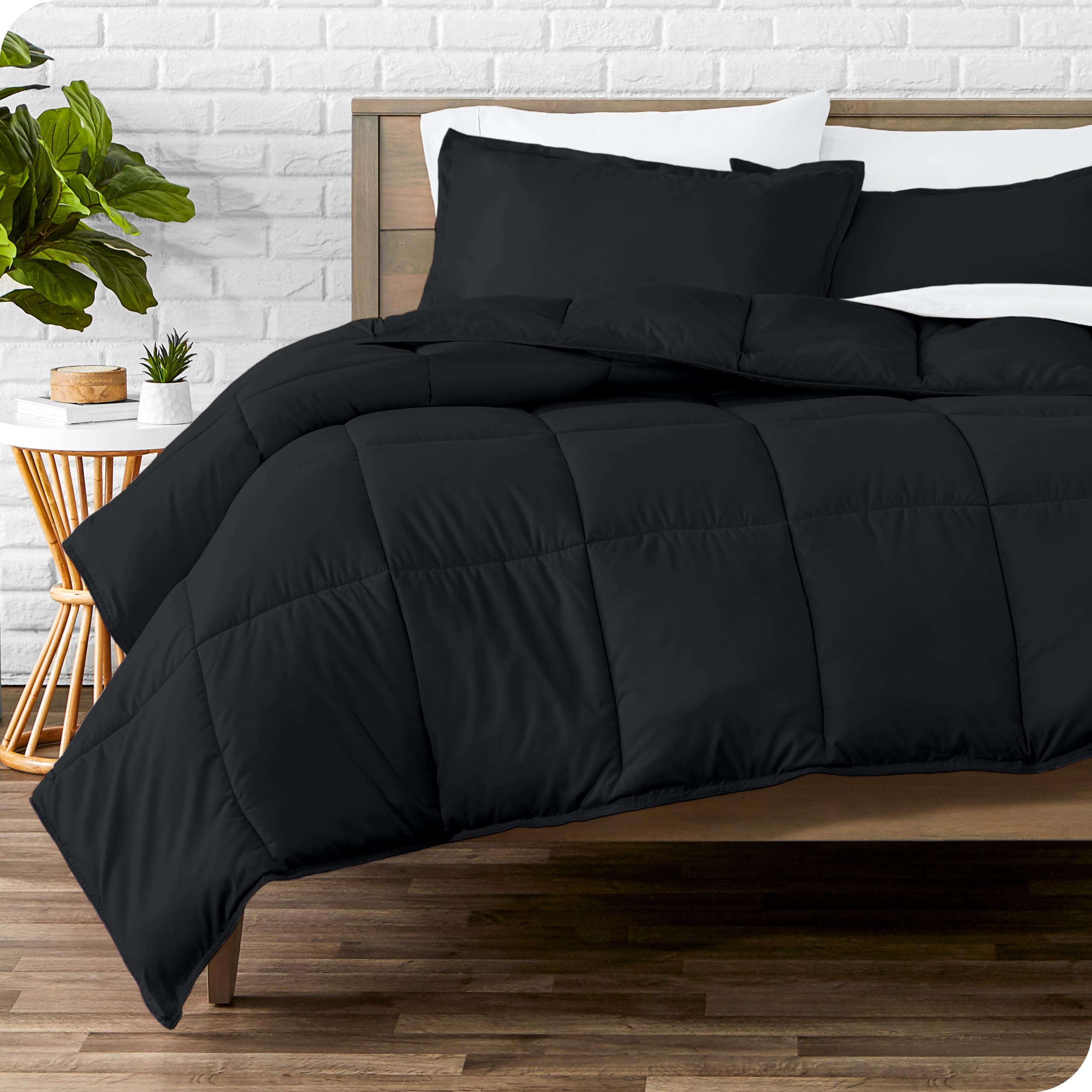 Bare Home Oversized King Comforter Set - Ultra Soft Goose Down Alternative - Premium 1800 Series All Season Warmth - Luxury Bedding for Master Bedroom (Black) | Perfect for Cold Nights & Cozy Home Decor
