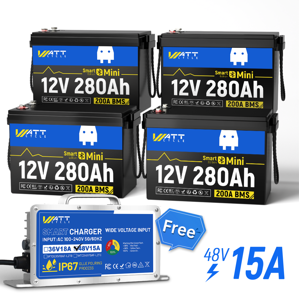 Upgraded Smart Version 12V 280Ah Mini LiFePO4 Lithium Battery - Perfect for Solar Power Systems, RVs, Marine & Off-Grid Applications
