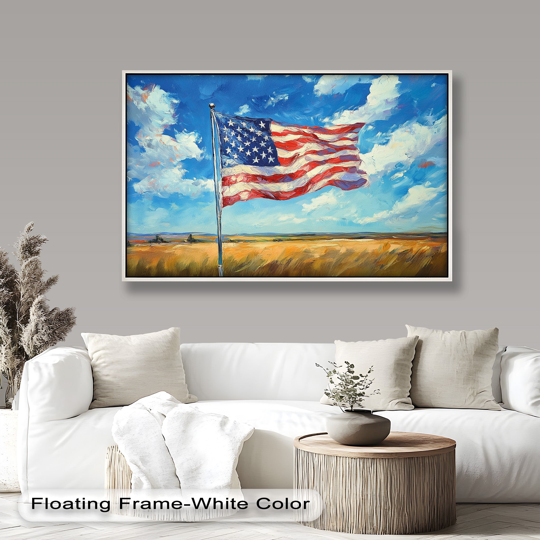 American Flag Oil Painting - Patriotic Wall Art for Home & Office Decor - Perfect for Living Room, Bedroom, or Office Display