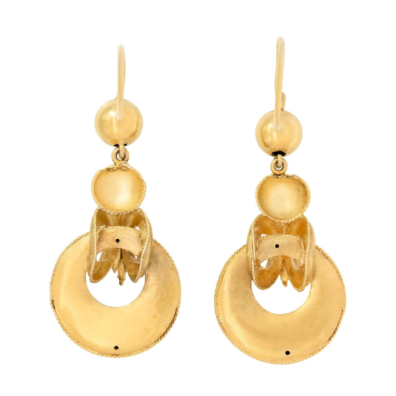 14K Gold Victorian Harvest Wheat Dangle Hoop Earrings - Elegant Etruscan Style Jewelry for Women, Perfect for Weddings, Parties & Special Occasions