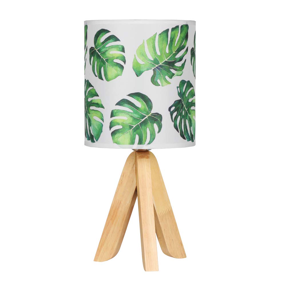 HAITRAL Small Table Lamp - Modern Tripod Nightstand Lamp with Wooden Base & Fabric Shade for Bedroom, Kids Room, Dorm, Office | Perfect Bedside Desk Lighting for Reading, Study & Decor