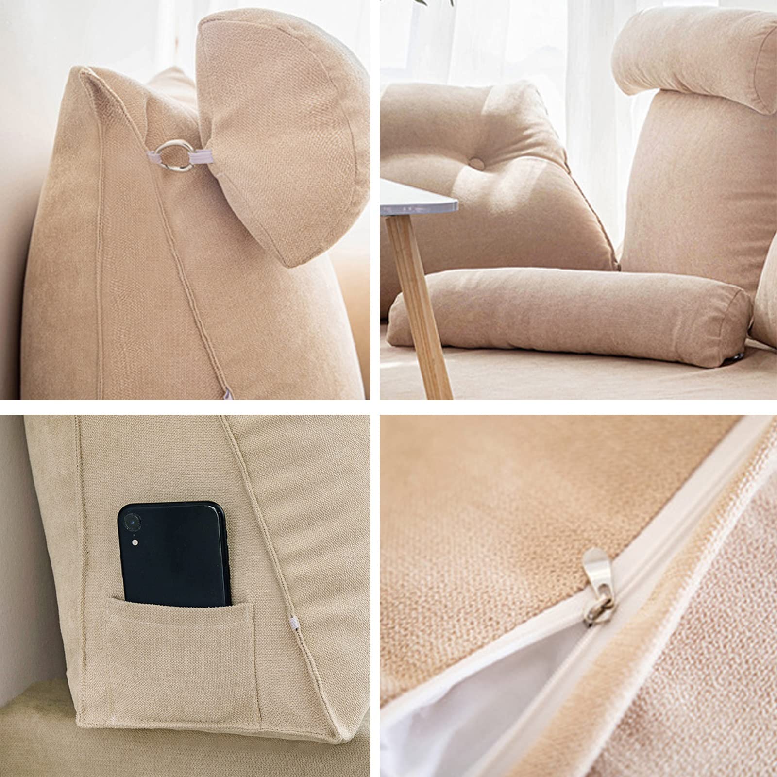 Triangular Backrest Positioning Pillow - Comfortable Wedge Pillow for Reading, Watching TV & Relaxing in Bed | Supportive PP Cotton Filling | Perfect for Back Pain Relief, Gaming & Lounge Activities