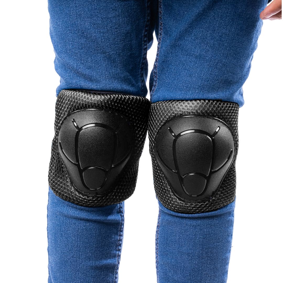 Rude Boyz Kids Skateboard & Bike Helmet Protective Gear Set - Youth Knee Pads, Elbow Pads & Wrist Guards for Boys & Girls - Perfect for Skateboarding, Cycling & Scooter Riding Safety