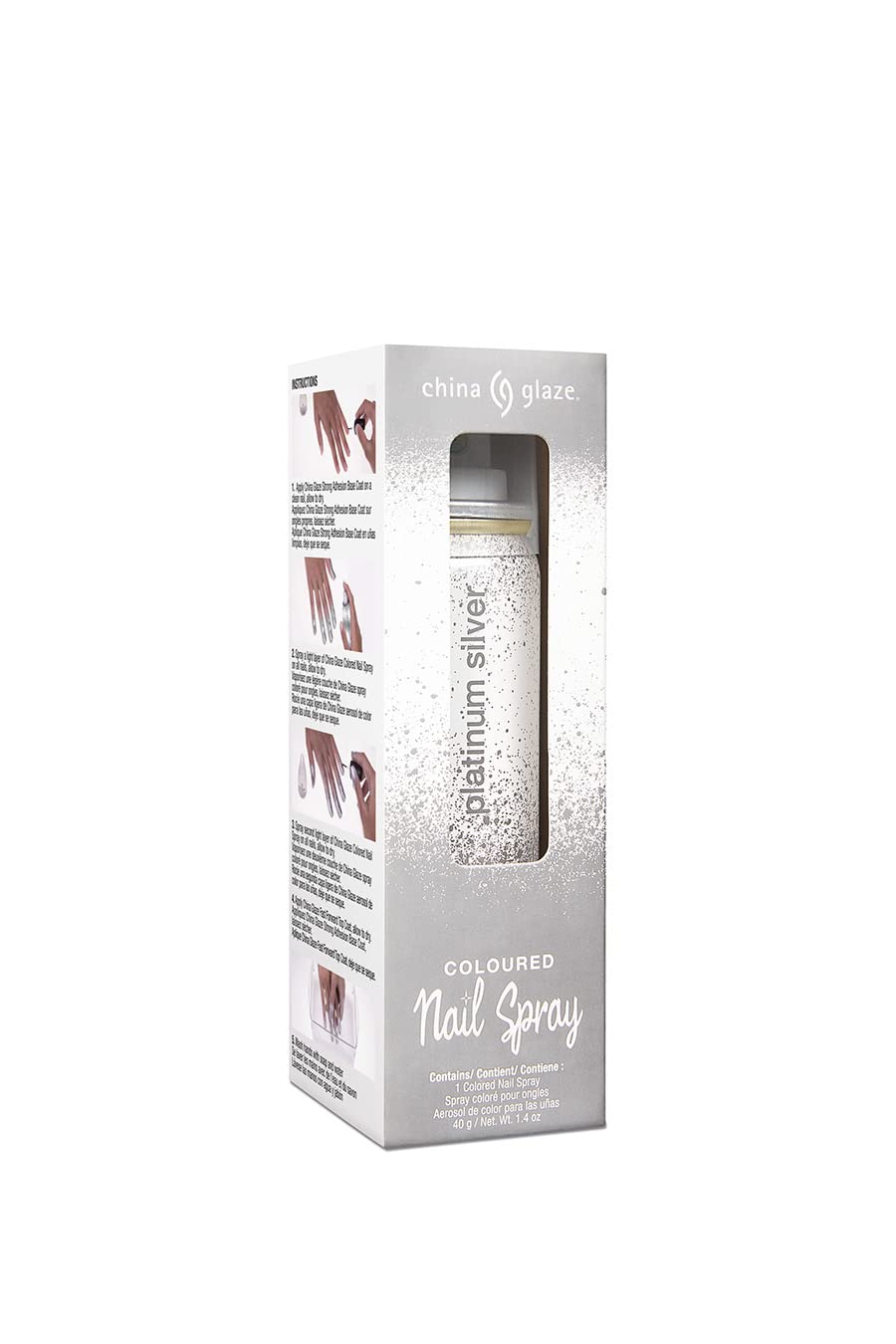 Platinum Silver Nail Polish Spray - 1.4 Fl Oz Fast-Drying Nail Lacquer for Salon-Quality Manicures at Home | Perfect for Parties, Weddings & Special Occasions